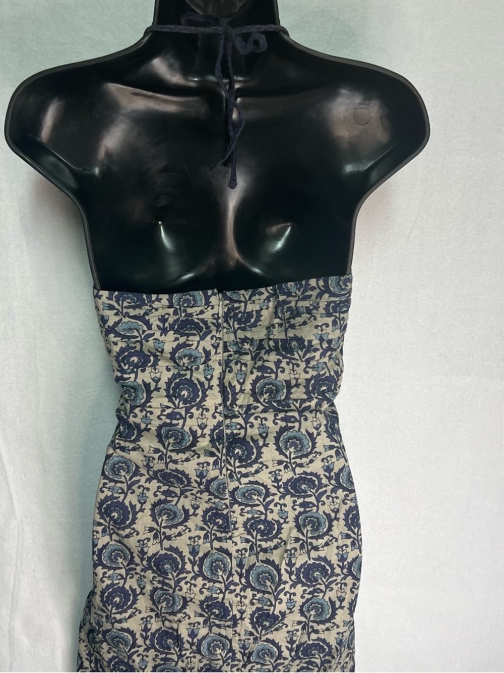 SOLD Mossimo Supply Co Floral Halter Maxi Dress Med Blue Cream Boho Cottagecore - Picture 3 of 8